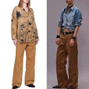 NWT R13 Wide Leg Utility Pant Light Brown 24/25/26